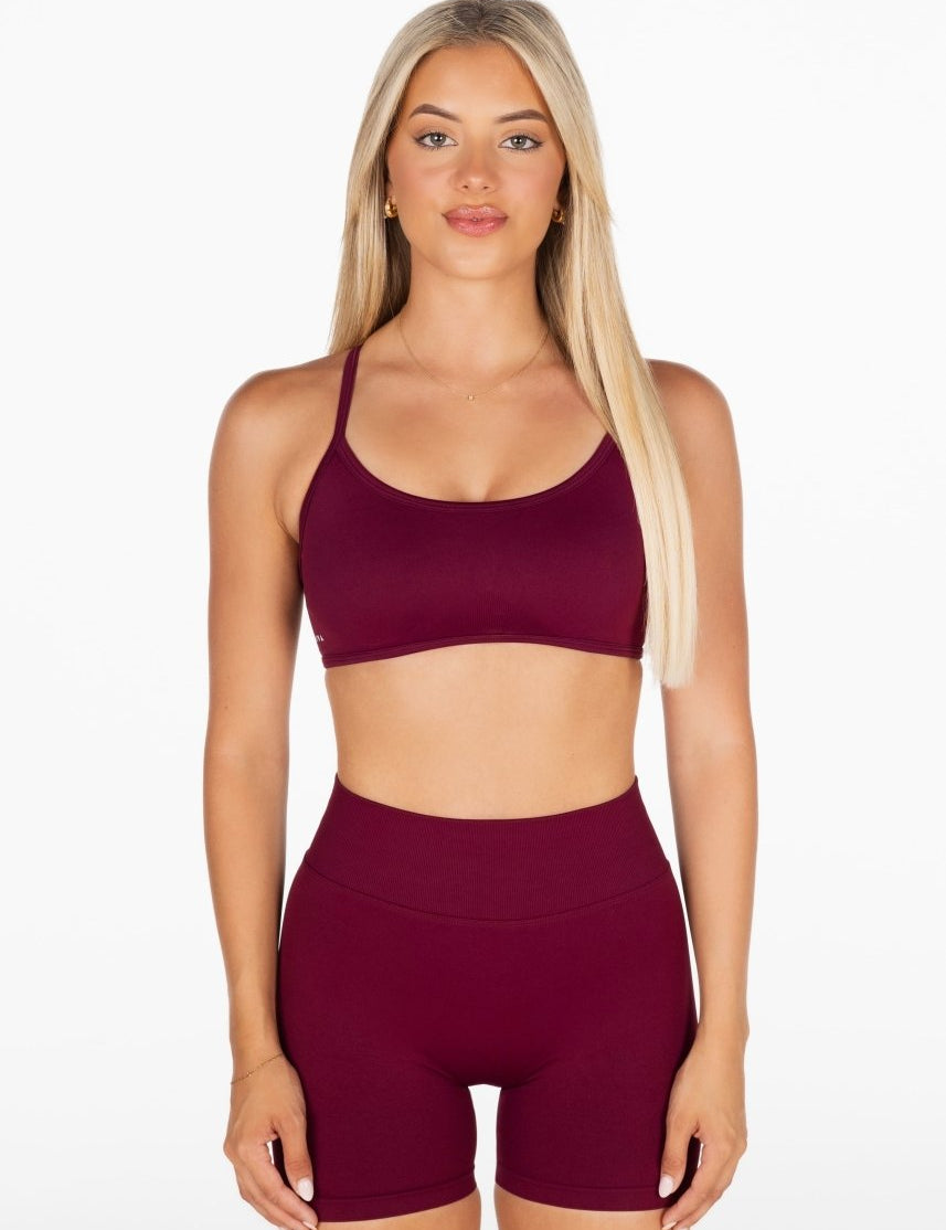 Lycra Seamless Crop - Wine - Kikiva Collection