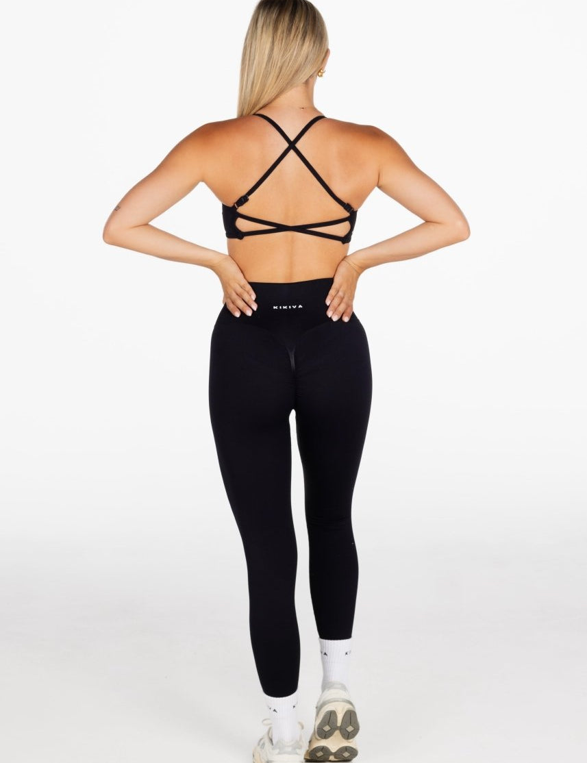 Lycra Seamless Leggings - Black - Kikiva Collection