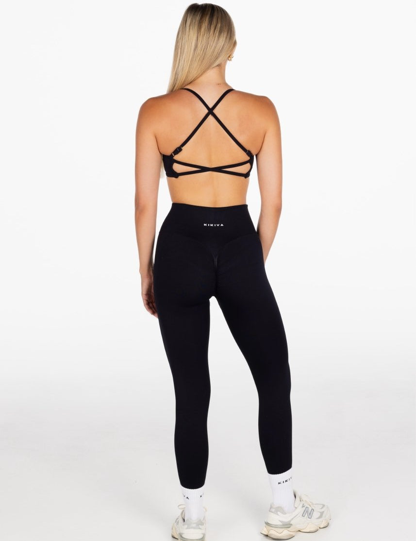 Lycra Seamless Leggings - Black - Kikiva Collection
