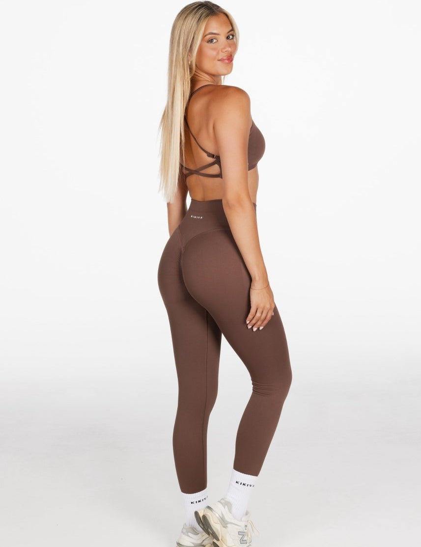 Lycra Seamless Leggings - Hazelnut Brown - Kikiva Collection