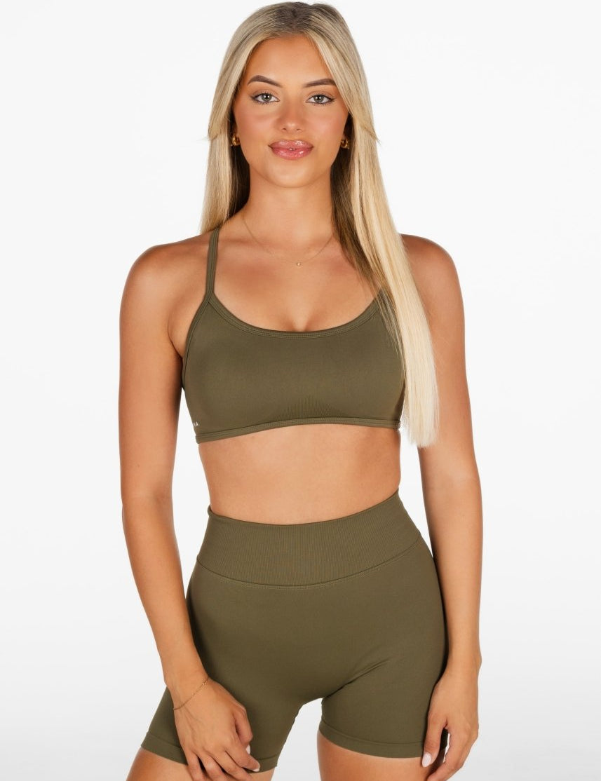 Lycra Seamless Short 4.5" - Khaki Olive - Kikiva Collection