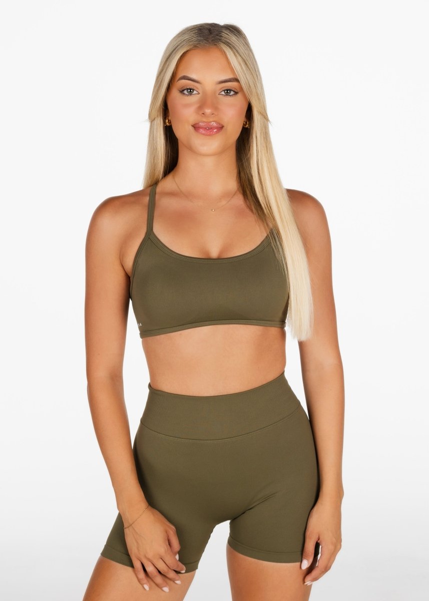 Lycra Seamless Short 4.5" - Khaki Olive - Kikiva Collection