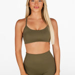 Lycra Seamless Short 4.5" - Khaki Olive - Kikiva Collection