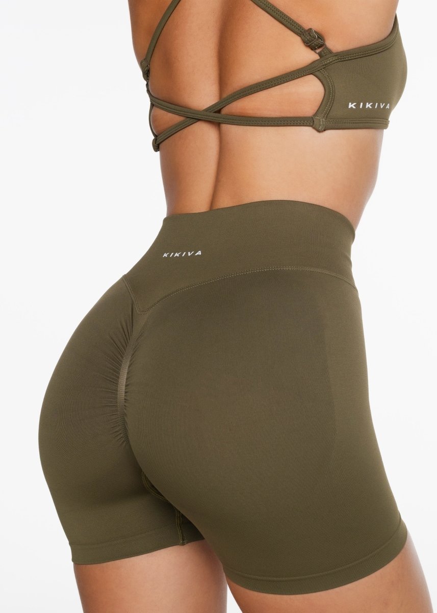 Lycra Seamless Short 4.5" - Khaki Olive - Kikiva Collection