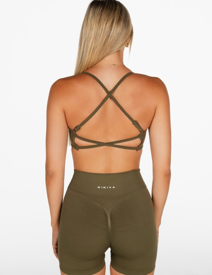 Lycra Seamless Short 4.5" - Khaki Olive - Kikiva Collection