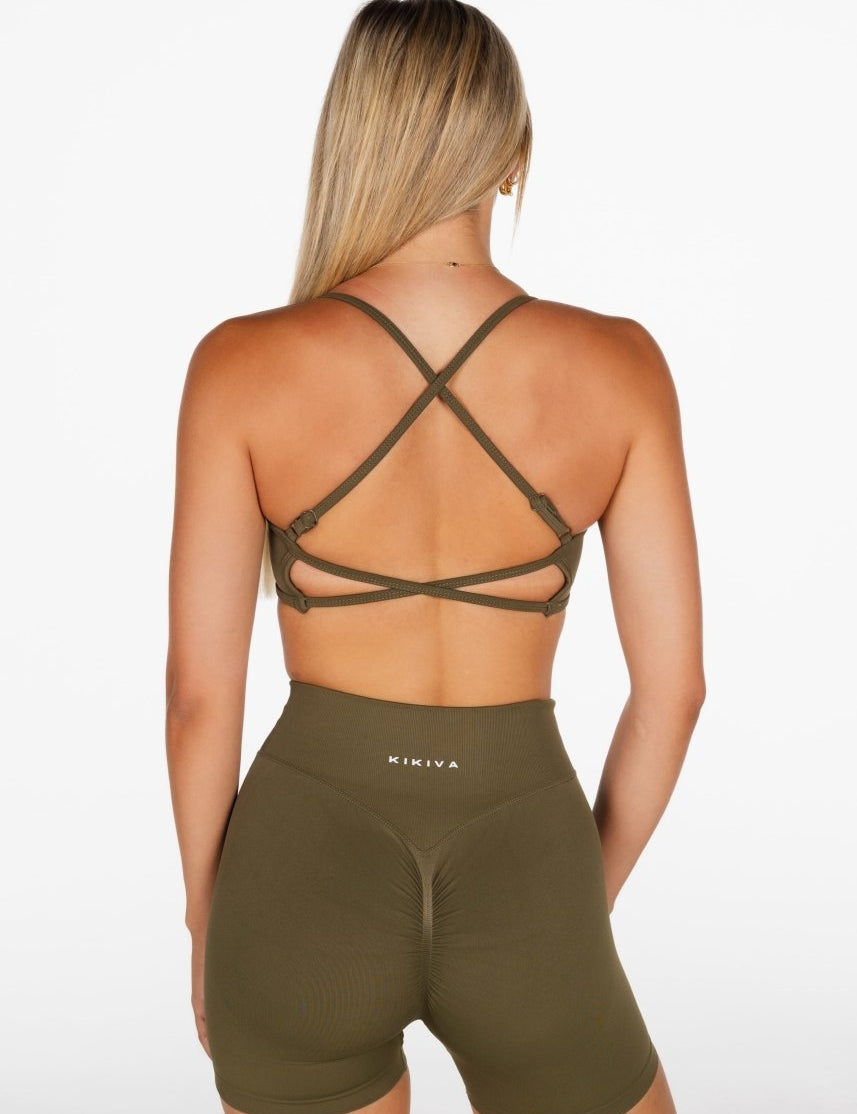 Lycra Seamless Short 4.5" - Khaki Olive - Kikiva Collection