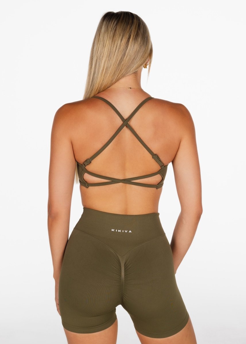 Lycra Seamless Short 4.5" - Khaki Olive - Kikiva Collection