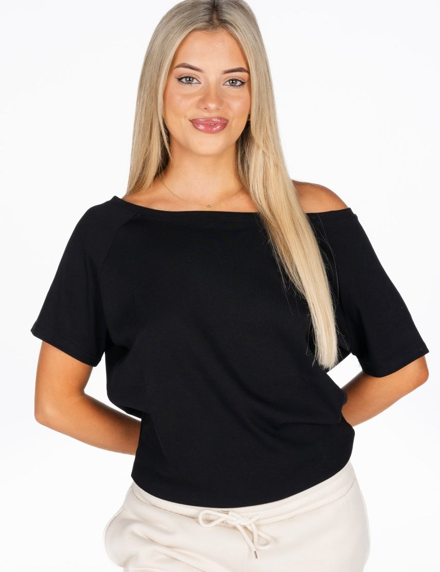 Off The Shoulder Tee - Black - Kikiva Collection
