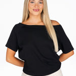 Off The Shoulder Tee - Black - Kikiva Collection