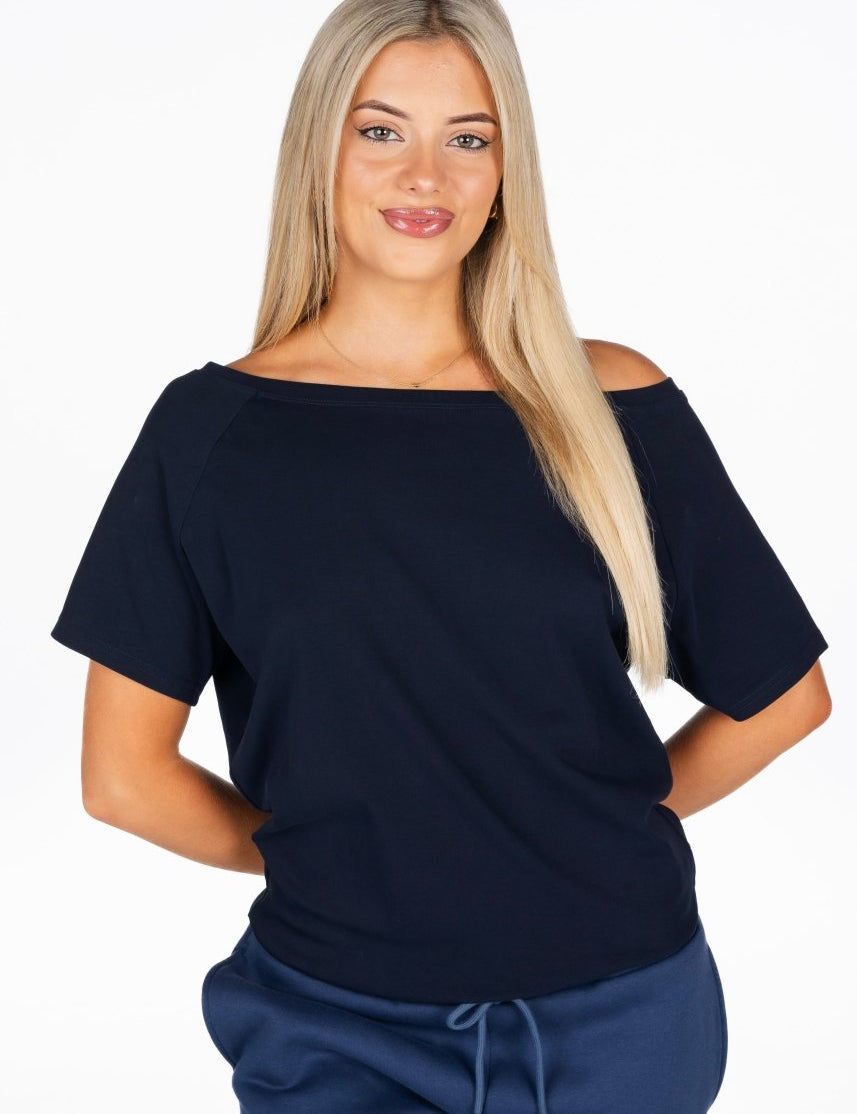 Off The Shoulder Tee - Navy - Kikiva Collection