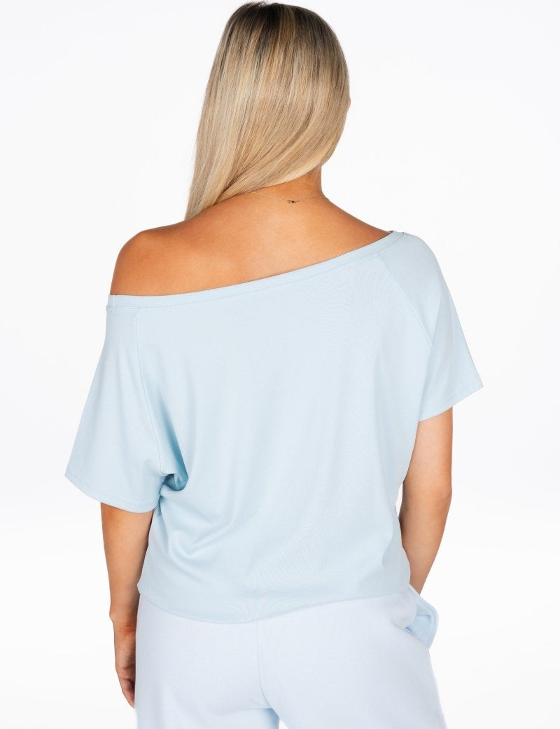 Off The Shoulder Tee - Sky Blue - Kikiva Collection