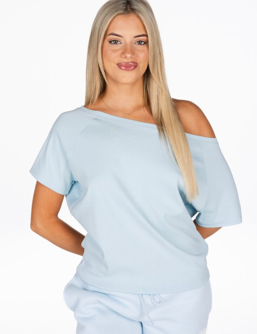 Off The Shoulder Tee - Sky Blue - Kikiva Collection