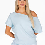 Off The Shoulder Tee - Sky Blue - Kikiva Collection