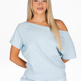 Off The Shoulder Tee - Sky Blue - Kikiva Collection