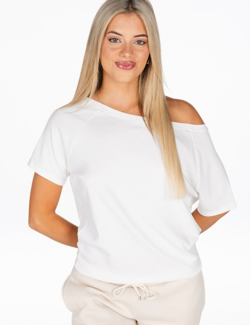 Off The Shoulder Tee - White - Kikiva Collection