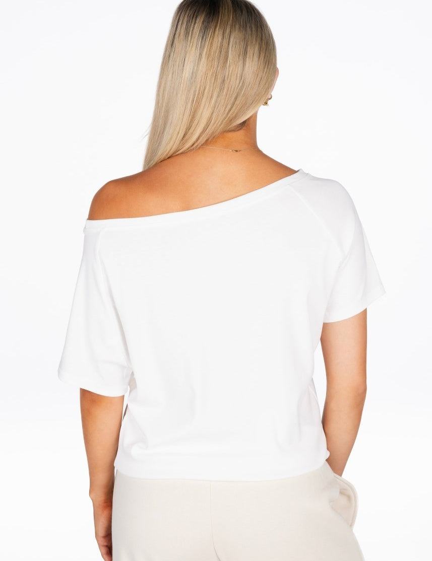 Off The Shoulder Tee - White - Kikiva Collection