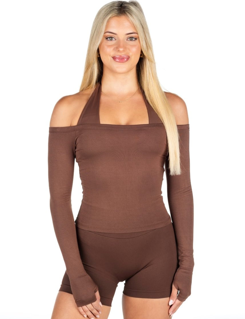 Off The Shoulder Top - Mocha - Kikiva Collection