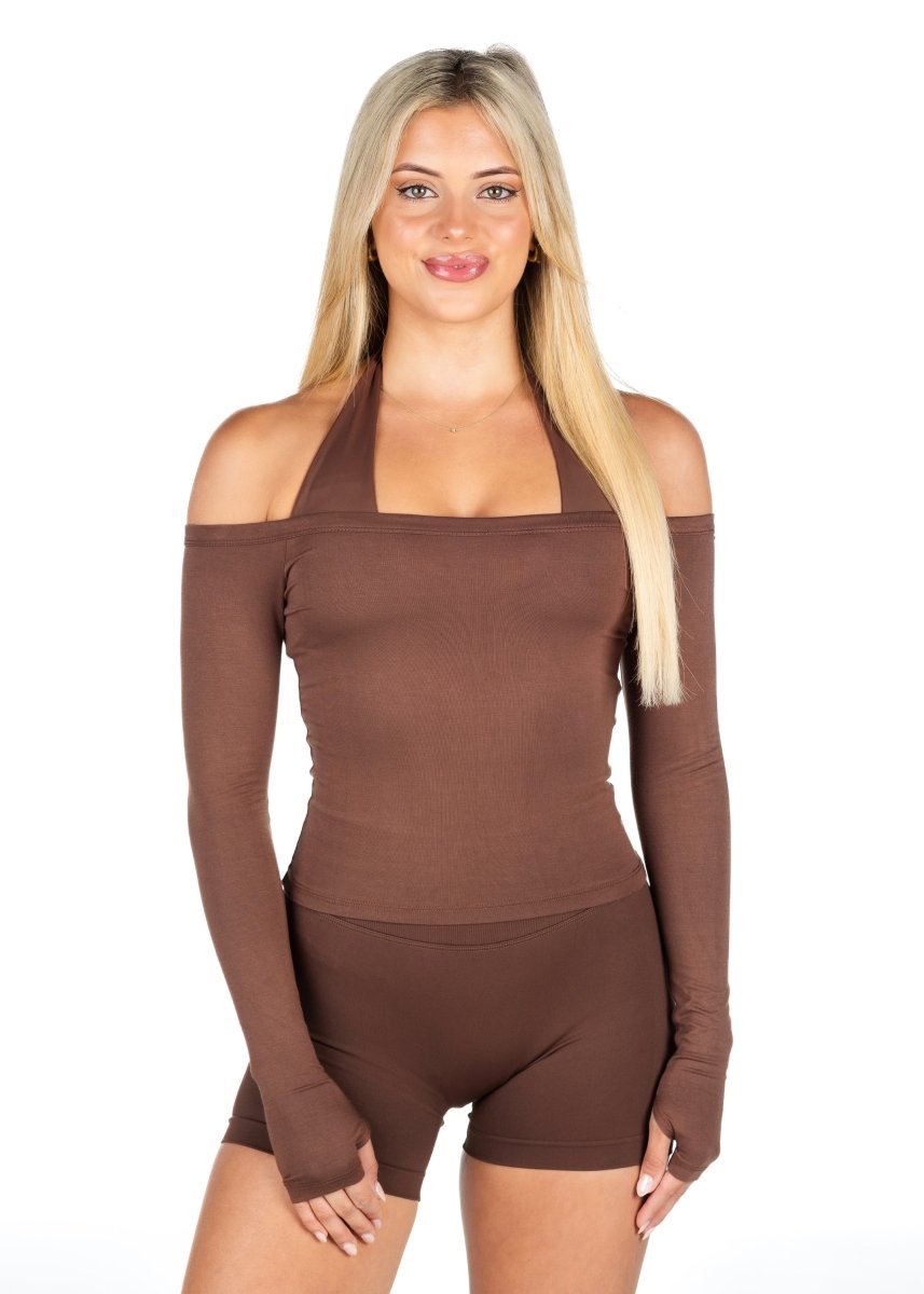 Off The Shoulder Top - Mocha - Kikiva Collection