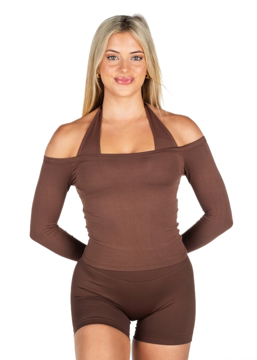 Off The Shoulder Top - Mocha - Kikiva Collection