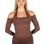 Off The Shoulder Top - Mocha - Kikiva Collection