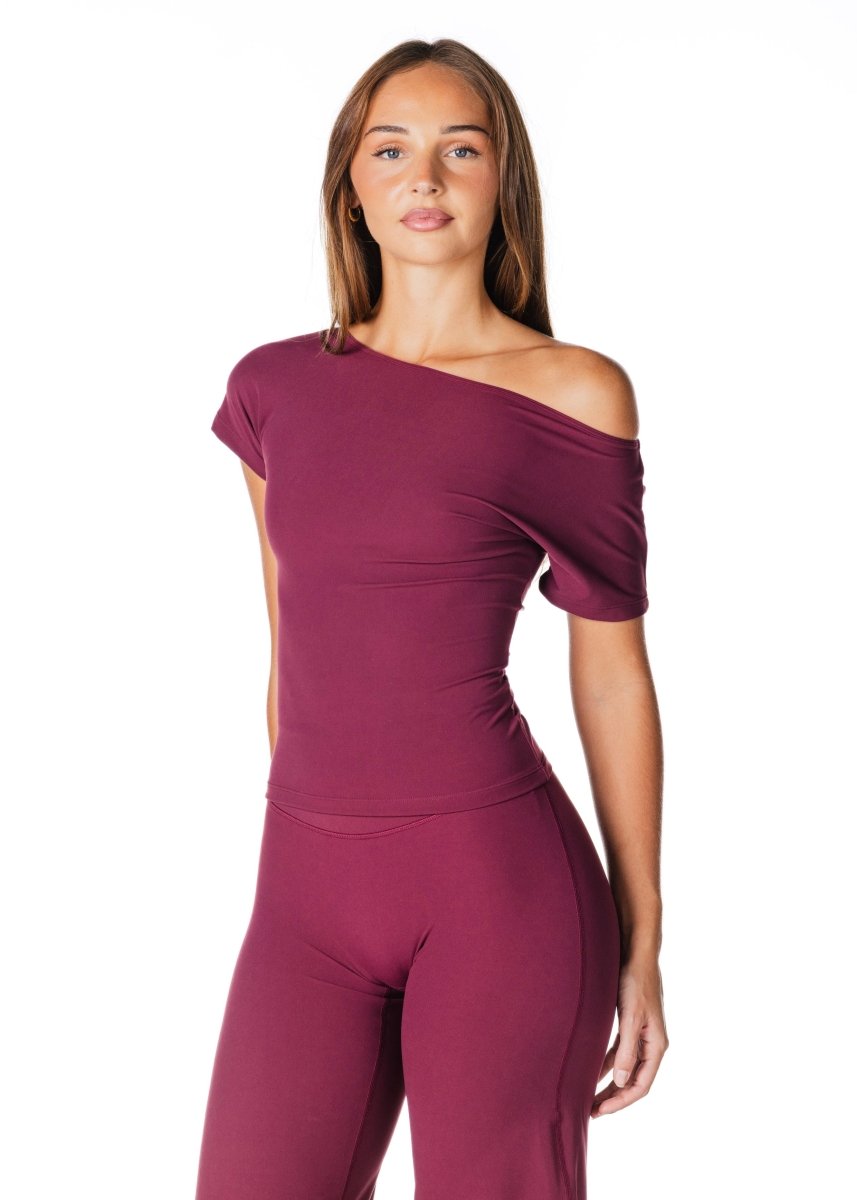 One Shoulder Top - Burgundy - Kikiva Collection