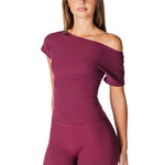 One Shoulder Top - Burgundy - Kikiva Collection