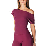 One Shoulder Top - Burgundy - Kikiva Collection