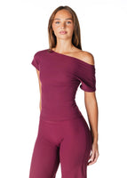 One Shoulder Top - Burgundy - Kikiva Collection