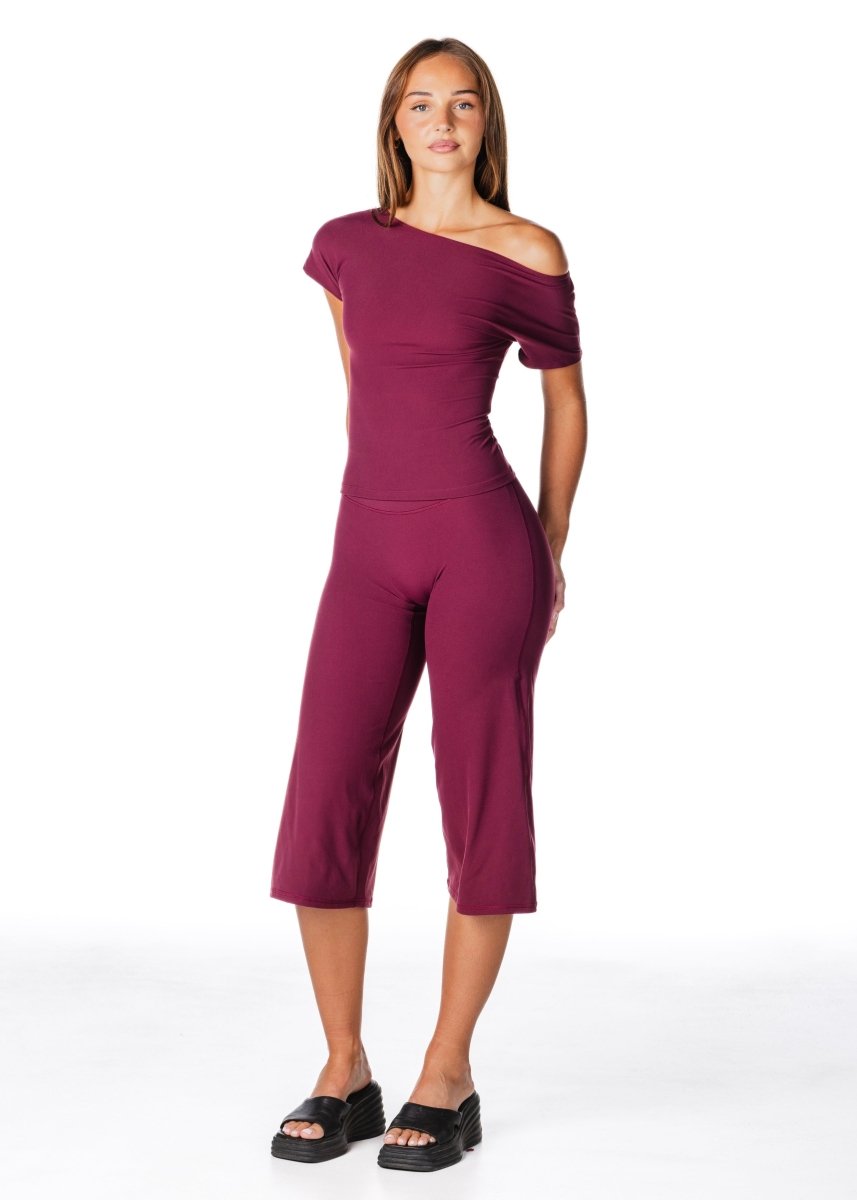 One Shoulder Top - Burgundy - Kikiva Collection