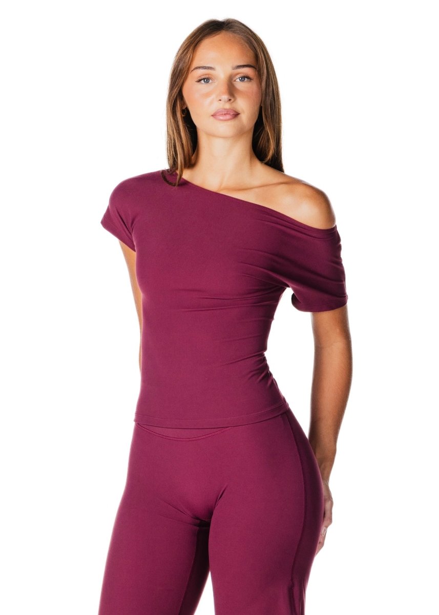 One Shoulder Top - Burgundy - Kikiva Collection
