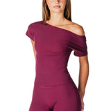 One Shoulder Top - Burgundy - Kikiva Collection