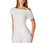 One Shoulder Top - Cream - Kikiva Collection