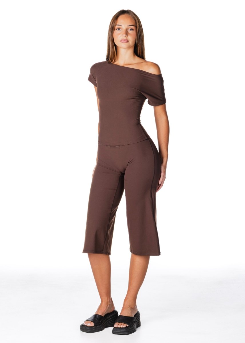 One Shoulder Top - Dark Choc - Kikiva Collection