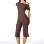 One Shoulder Top - Dark Choc - Kikiva Collection