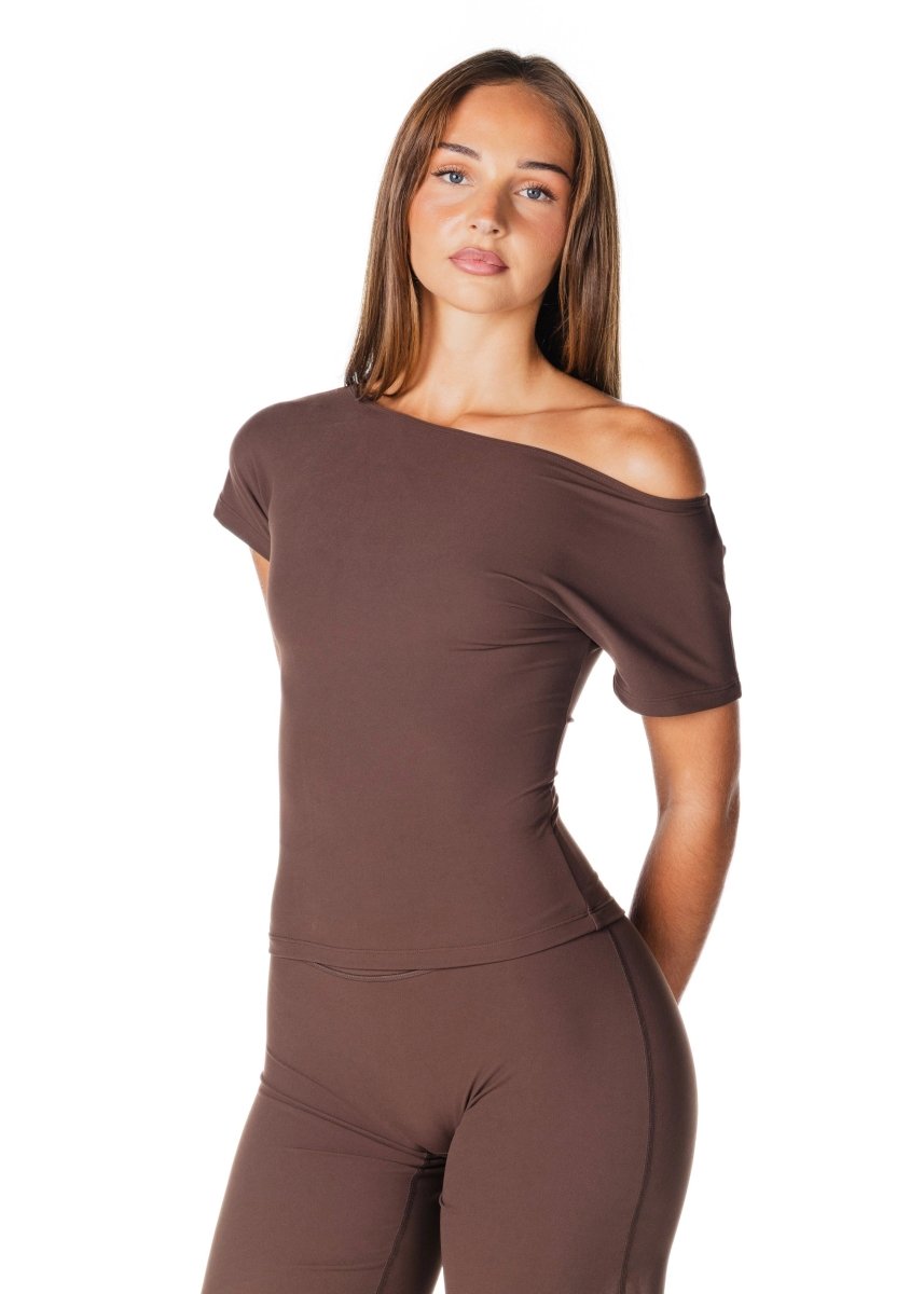 One Shoulder Top - Dark Choc - Kikiva Collection