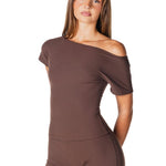 One Shoulder Top - Dark Choc - Kikiva Collection