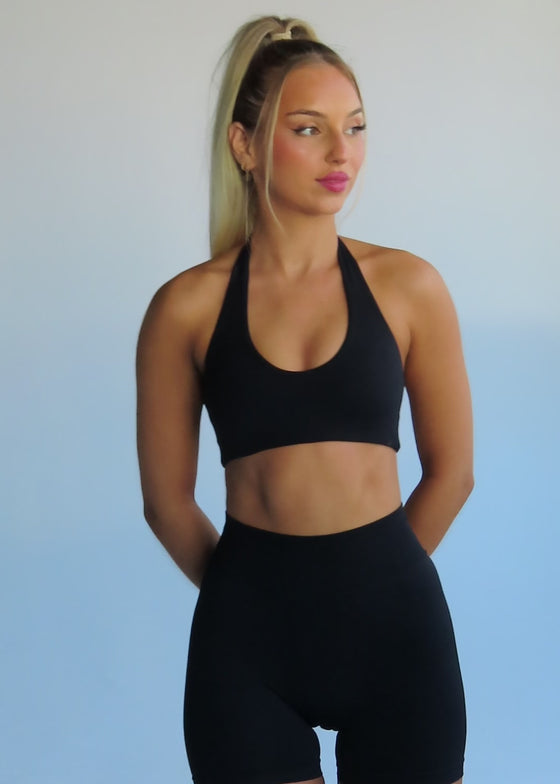 Signature Halter Crop - Black