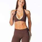 Racer Contour Two Tone Crop - Coffee - Kikiva Collection
