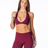 Racer Contour Two Tone Crop - Plum - Kikiva Collection