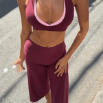 Racer Contour Two Tone Crop - Plum - Kikiva Collection