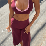 Racer Contour Two Tone Crop - Plum - Kikiva Collection