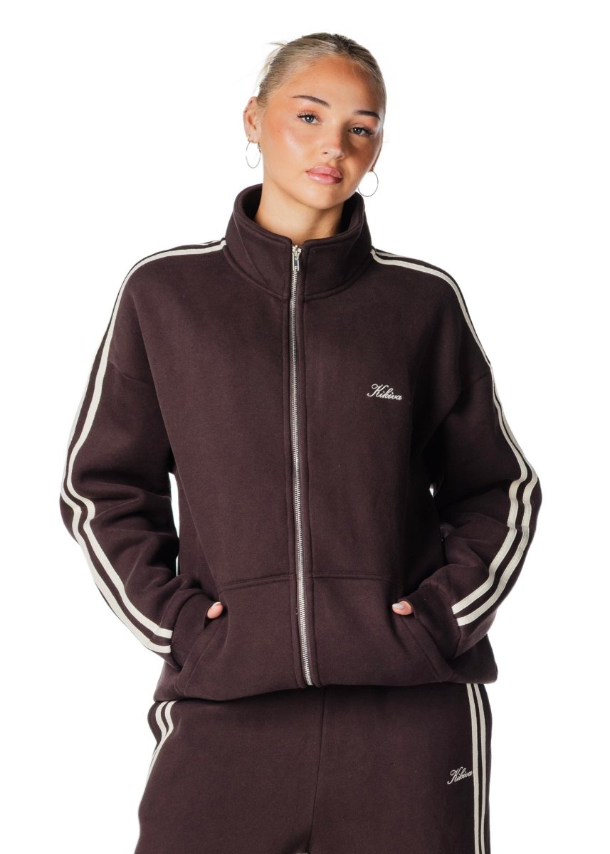 Racer Zip Jacket - Cocoa Brown - Kikiva Collection
