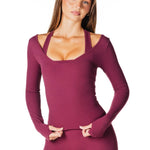 Sienna Long Sleeve - Burgundy - Kikiva Collection