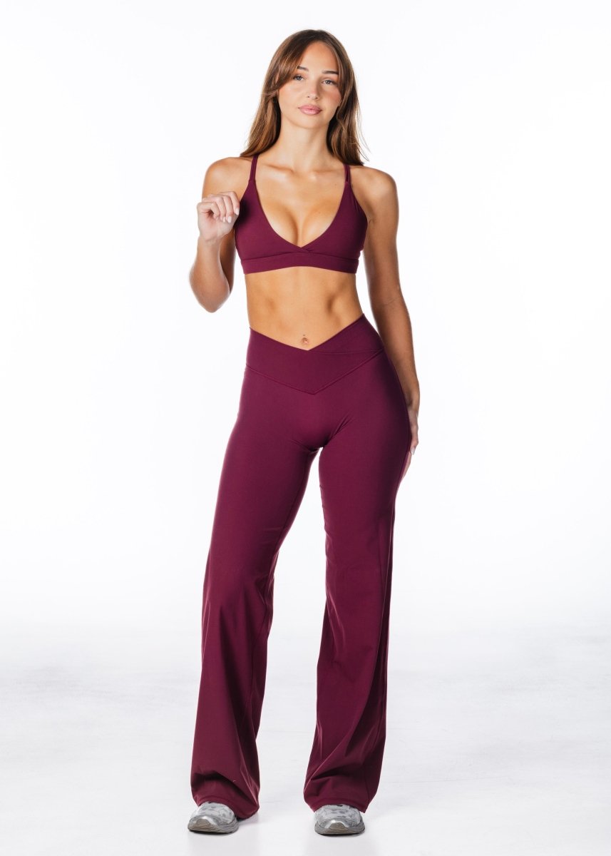 TALL Cross Over 'Flow' Flares - Burgundy - Kikiva Collection