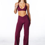 TALL Cross Over 'Flow' Flares - Burgundy - Kikiva Collection