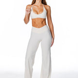 TALL Cross Over 'Flow' Flares - Cream - Kikiva Collection