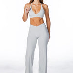 TALL Cross Over 'Flow' Flares - Light Grey - Kikiva Collection