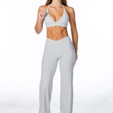 TALL Cross Over 'Flow' Flares - Light Grey - Kikiva Collection