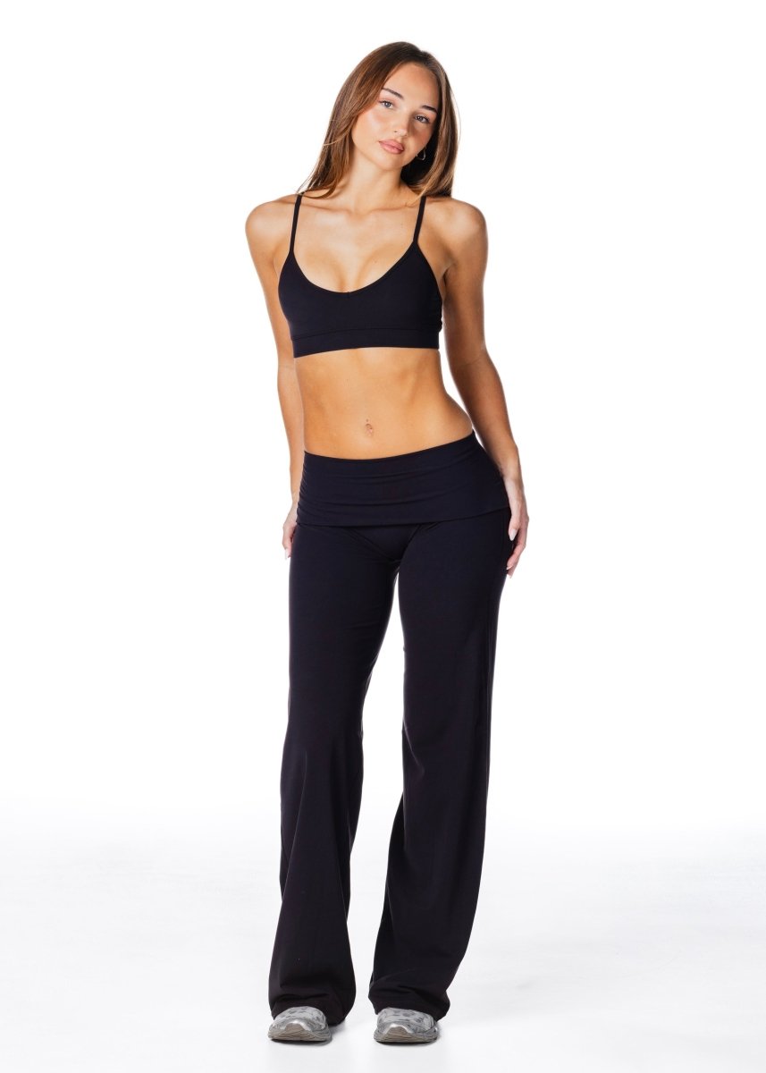 TALL Fold Over 'Flow' Flares - Black - Kikiva Collection
