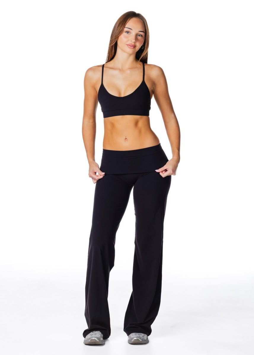 TALL Fold Over 'Flow' Flares - Black - Kikiva Collection